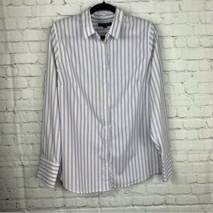 Banana Republic Womens Long Sleeve Button Up Riley Shirt Size 14 Pink Striped